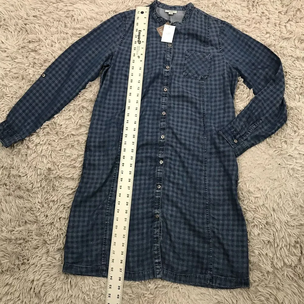 NWT J Jill Denim Womens Chambray Lyocell Dress Size M Button Up Tab Sleeve‎ - Picture 7 of 8